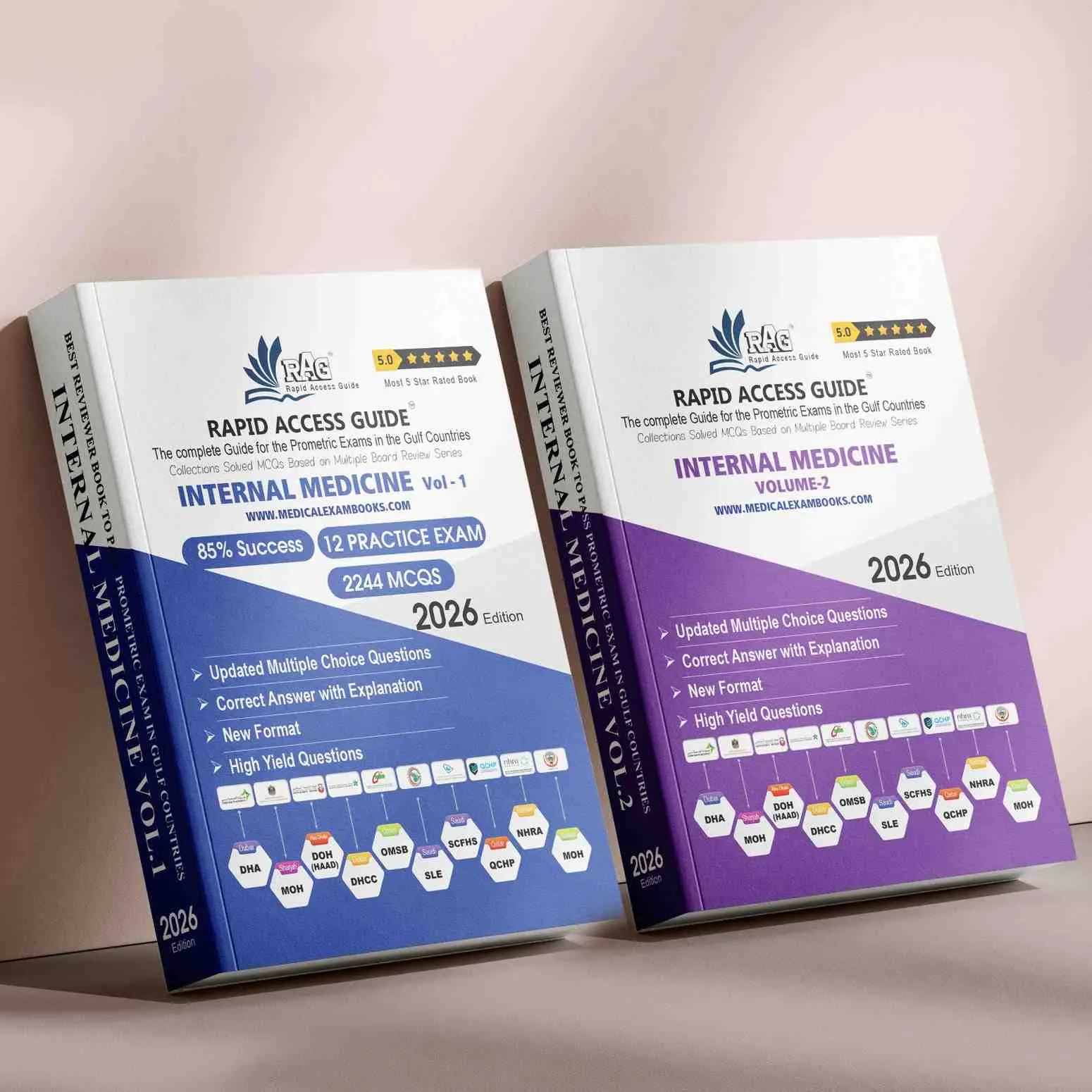 Internal Medicine Prometric exam preparation book 2026 by Rapid Access Guide, featuring internal medicine MCQs, practice exams, updated explanations, and coverage for DHA, MOH, DOH HAAD, DHCC, OMSB, SCFHS, QCHP, and NHRA